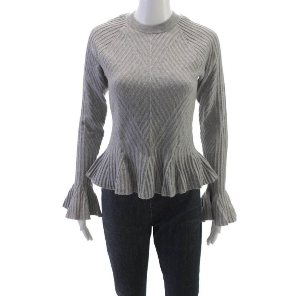 Jonathan Simkhai Women Gray Mock Neck Pullover Sweater Wool Size XS